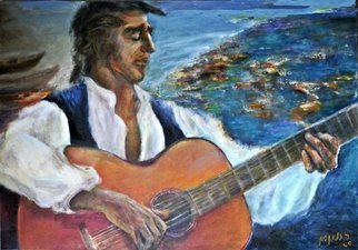 Sylva Zalmanson; Guitarist, 2009, Original Painting Acrylic, 36 x 24 inches. Artwork description: 241   Guitarist, music, man, people, see beach ...