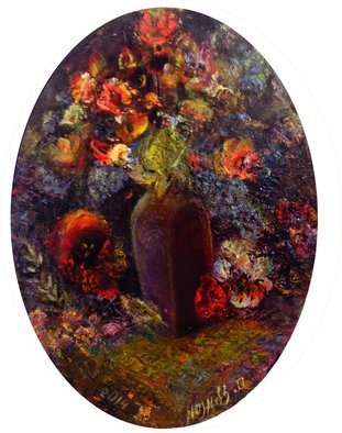Sylva Zalmanson; Still Life With Flowers I..., 2014, Original Painting Oil, 12 x 16 inches. Artwork description: 241   still life with flowers in a violet vase    ...