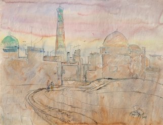 Alexander Gubarev; Morning In Khiva, 1968, Original Watercolor, 61 x 47 cm. Artwork description: 241 I liked the state of nature in the morning in Central Asia. The morning seemed to hang over the ancient city...