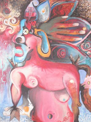 Rene Aguirre; Scream Of The Beings, 1990, Original Painting Acrylic, 42 x 54 inches. 