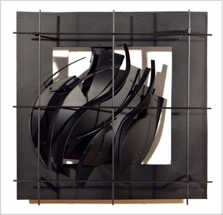 Alexey Klimov, 'WINDOW FOUR', 2014, original Sculpture Mixed, 16 x 16  x 4 inches. Artwork description: 1911      This is the collection of fifteen metal wall- hung sculptures. Though each one is clearly a stand- alone piece, they are related to one another. I look at them as a family of equals United by their size, materials they are made of, clear presence of a ...
