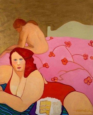 Alice Murdoch; COCONUT CAKE, 2011, Original Painting Oil, 48 x 62 inches. Artwork description: 241      Woman in bed with coconut cake                                ...