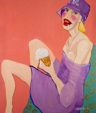 Alice Murdoch; Just The Two Of Us, 2011, Original Painting Oil, 30 x 40 inches. Artwork description: 241    Woman with icecream cone                         ...