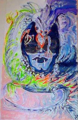 Alkistis Wechsler, 'Lady Iguana', 2014, original Painting Oil, 38 x 55  cm. Artwork description: 2448                          from the series Halloween 2014                      a present to Mikael ( Paris Art Urbain)  ...