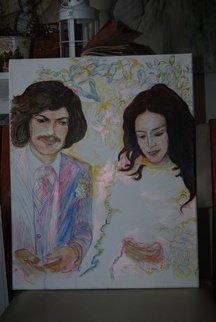 Alkistis Wechsler; Bettina And Sebastian, 2017, Original Painting Oil, 40 x 50 cm. Artwork description: 241 oil on canvas. based on a wedding photo in the late sixties. ...
