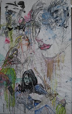 Alkistis Wechsler; Friends, 2016, Original Painting Oil, 96 x 160 inches. Artwork description: 241  oil painting and crayon on canvas. ...