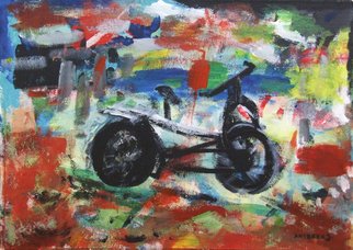 Andreea J; Abandon, 2016, Original Painting Acrylic, 40 x 30 cm. Artwork description: 241   acrylic, colors, bike, road            ...