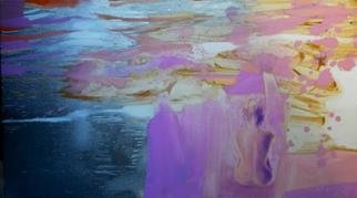 Anna Zygmunt ; BACK, 2012, Original Painting Oil, 70 x 40 cm. Artwork description: 241   delicate surreal painting depicting a nude female figure and delicate shoulders retracted placed in a fantasy landscape dominated by pink and purple.                   ...