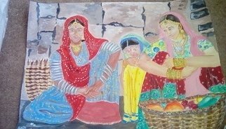 Anuradha Swaminathan; Indian Vegetable Sellers, 2017, Original Painting Acrylic, 60 x 33.5 inches. Artwork description: 241 Indian women selling vegetables...