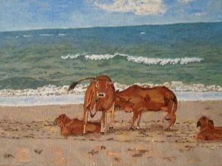 Paul Pole; Zebu, 2014, Original Painting Acrylic, 38 x 28 cm. Artwork description: 241 sea, of a cow...