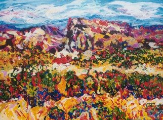 Mary Hatch; Ghost Ranch Mesa, 2008, Original Painting Acrylic, 40 x 30 inches. Artwork description: 241  Part of the Southwest- New Mexico Series. Painting of Ghost Ranch. Brilliant colors, inspired by the mountains and arrid regional cactus in the area. ...