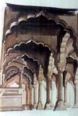 Shaukat Mulla; Diwane-Khas, 2003, Original Watercolor, 14 x 22 inches. 