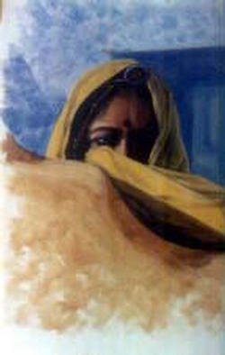 Shaukat Mulla; Waiting, 2003, Original Painting Oil, 15 x 25 inches. 