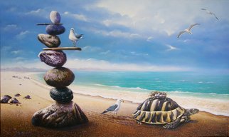 Sabir Haque; Adoption, 2016, Original Painting Acrylic, 30 x 60 inches. Artwork description: 241 The turtle, the mythical savior or the eggs of a bird that will infuse new life into this world, the mother looks on. ...