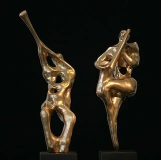 Rogier Ruys; Moore Music And Sax In Go..., 2015, Original Sculpture Other, 12 x 18 cm. Artwork description: 241   Figurative Music sculpture Trumpet & Sax in Goldleaf ...