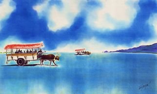 Hisayo Ohta; Yubu Island Water Buffalo Taxi, 2013, Original Painting Other, 50 x 30 cm. Artwork description: 241  Okinawa, Japan                                                                   ...