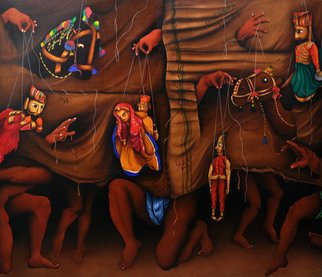 Abbas Batliwala; Puppet Game, 2013, Original Painting Oil, 71 x 84 inches. 