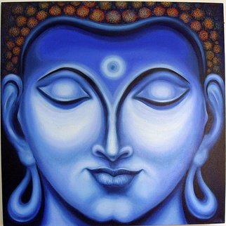 Ashok Revankar; Gautam Buddha Face I, 2016, Original Painting Oil, 32 x 32 inches. Artwork description: 241  Gautam Buddha face I, is in meditation Indian saint preached and given message all over wolrd, love peace harmony and uneversal brotherhood. ...