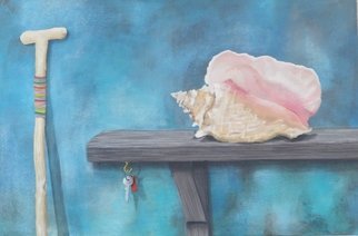 Avril Ward, 'Conch Shell And Walking Stick', 2011, original Painting Other, 24 x 36  x 2 cm. Artwork description: 2103      mixed media     ...