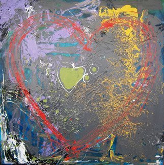 Avril Ward, 'Oil And Water Heart', 2012, original Painting Other, 20 x 20  x 0.5 cm. Artwork description: 1758                    mixed media                        ...