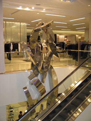 Bob Doster; Cascade, 2005, Original Sculpture Steel, 8 x 40 feet. Artwork description: 241  Highly polished stainless steel sculpture commissioned by Saks Fifth Avenue. ...