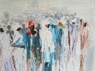 Ben Adedipe; Community, 2013, Original Painting Acrylic, 48 x 48 inches. Artwork description: 241      African people, people, rain, umbrella rejoice, joy            ...