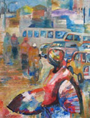 Ben Adedipe; Going Home, 2013, Original Painting Acrylic, 36 x 48 inches. Artwork description: 241    An African woman, going home, trader, market woman   ...