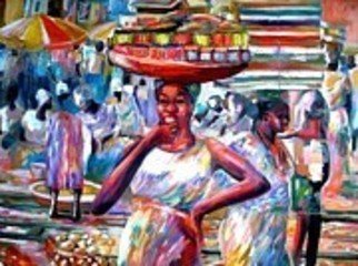 Ben Adedipe; Hawkers, 2013, Original Painting Acrylic, 36 x 48 inches. Artwork description: 241   African women, trader, market women     ...