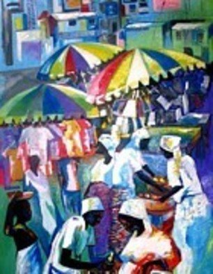 Ben Adedipe; Market Place, 2013, Original Painting Acrylic, 36 x 48 inches. Artwork description: 241    African women, traders, market women      ...