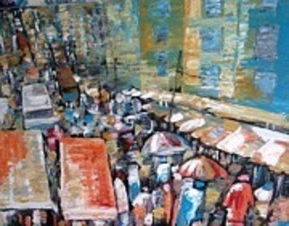 Ben Adedipe; Street Scene, 2013, Original Painting Acrylic, 36 x 48 inches. Artwork description: 241         Street, African people, people, joyful, landscape rejoice, joy, Market, shops               ...