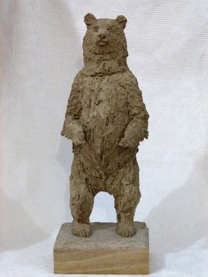 Claudio Barake; GRIZZLY BEAR, 2014, Original Sculpture Mixed, 15 x 42 cm. Artwork description: 241  SOLID PAPIER MACHE SCULPTURE, USING RECYCLED CARDBOARD BOX PAPER. PEROBAWOOD BASE.     ...