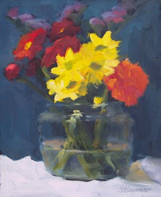 Susan Barnes; Flowers In Glass, 2009, Original Painting Oil, 8.5 x 10 inches. 