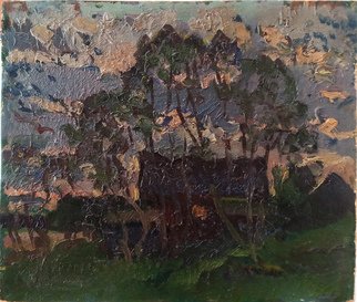 Sergey Belikov; Autumn Evening, 1979, Original Painting Oil, 40 x 34 cm. Artwork description: 241 Original painting on cardboard...