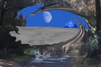 Bruno Paolo Benedetti, 'New Dimension', 2014, original Photography Digital, 30 x 20  x 1 cm. Artwork description: 2103  Dream landscape with snow, moon, a fort and hyaline quatz pyramid beyond opening gateway in a forest, surealism photography. Limited edition print 1 of 1 size on Kodak Endura metallic paper, 20x30 inches. Keywords digital art, dream landscape, forest, fort, hyaline quartz pyramid, moon, snow, tunnel ...