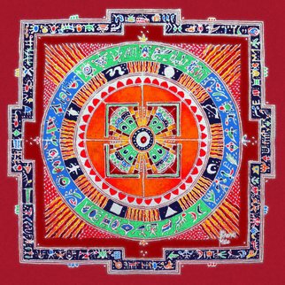 Bharati Mate; Surya Mandala, 2010, Original Fresco, 42 x 42 feet. Artwork description: 241   Canvas frescos of Rangavali, it represents one of the popular Indian folk art out of 600 other folk arts of the country. It is unique transformation of a floor canvas in to a stint one. It is durable , first time such experiment get introduced. given it for ...