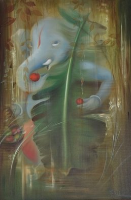 Durshit Bhaskar, Ganesha Bhupati, 2014, Original Painting Oil, size_width{Ganesha_Gajakarna-1467445951.jpg} X 36 inches