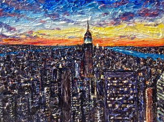 Brian Josselyn; Sparkling Empire , 2012, Original Painting Acrylic, 5 x 36 inches. Artwork description: 241  empire state building painting, nyc painting, city night painting, city lights luscious city view ...