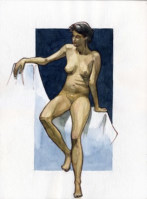 Julia Bolshakova; Nude, 2015, Original Drawing Ink, 32 x 24 cm. Artwork description: 241   Nudes, Women, Indianink, watercolor   ...