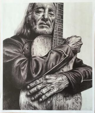 Bonie Bolen; Willie Nelson And Trigger..., 2016, Original Drawing Pencil, 8 x 11 inches. Artwork description: 241 Original drawing from a photographers view. Original not for sale but this photo shows prints that are available. Thank you....