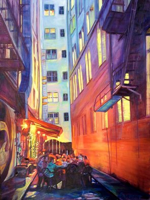 Bonnie Lambert; Heart Of The City, 2017, Original Painting Oil, 30 x 40 inches. Artwork description: 241 Family and friends celebrate at a cozy alley bistro...