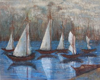 Boz Vakhshori; Reflection, 2009, Original Painting Oil, 40 x 50 inches. Artwork description: 241  Reflection of boats in the sea.   ...