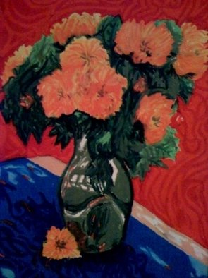 Brad Brigance; Orange Mums, 1999, Original Pastel Oil, 10 x 18 inches. 