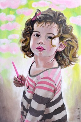 Brikena Berdo; Amber, 2018, Original Painting Oil, 40 x 60 cm. Artwork description: 241 Portrait in oil of my 3 years old niece, Amber. ...