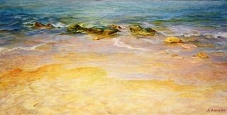 Bukhina Maya; Comfort, 2000, Original Painting Oil, 80 x 40 cm. Artwork description: 241  Sunny. The sea breathes a little.  A sand shines. . .Work sold and is in private collections. ...