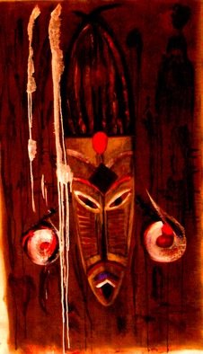Bridget Busutil; African Mask 3, 2007, Original Painting Acrylic, 75 x 150 cm. Artwork description: 241  the spirituality of African masks.pigments with binder on canvas ...