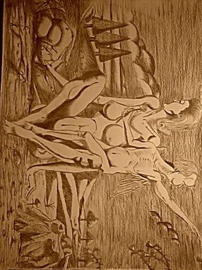 Caddy King; Eve And Gabriel       Sep..., 2012, Original Digital Drawing, 5.6 x  inches. Artwork description: 241  impressionism,nudity,spirituality,conceptual,expressionism ...