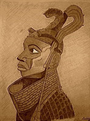 Caddy King; The Portrait Oba Of Benin, 2012, Original Digital Other, 5.6 x 7 inches. Artwork description: 241 potrait,symbolique,Cultural,   sepia visual mixed media- ; charcoal, pastel and graphic editing software   ...