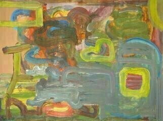 Mark Schwing; Party Of Five, 2022, Original Painting Acrylic, 12 x 9 inches. Artwork description: 241 An abstract surrealistic scene near the sea. ...