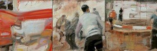 Caoimhghin Ocroidheain; Gaza Ambulance, 2015, Original Painting Oil, 180 x 60 cm. Artwork description: 241    oil on canvas   ...