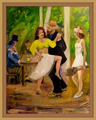 Charles Hanson;  DANCE  By Renoir Reconfigured, 2015, Original Painting Oil, 22 x 28 inches. Artwork description: 241 Added new dance partner and Tennis playing jealous girlfriend, with a racket. ...